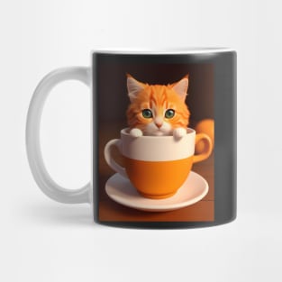 Adorable Orange Cat Illustration- Modern Digital Art Mug